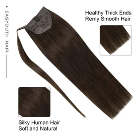 Easyouth Braid Extension Ponytail Hair Extension Real Hair Colour Darkest Brown 14 Inches 70 g Ponytail Extensions Braid