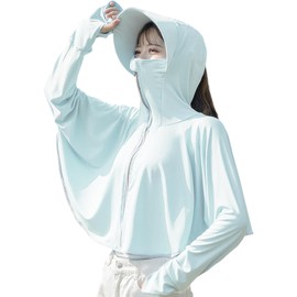 Luxe Relax Women's Rash Guard, UPF 50+ UV Protection, Summer, Thin, Long Sleeve, Hoodie, Water Absorbent, Quick Drying, Sunscreen, Outerwear, 30, green