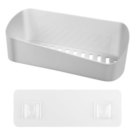 Thyonta Bathroom Shelf Shower Plastic Box No-Punch Kitchen Shelf with Drainage Function Suitable for Washbasins Bathroom Walls（Grey）