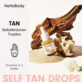 HelloBody TAN Self Tan Drops - Natural Tanning Result Without Stains - Tanning Drops for a Gentle and Even Tan - High Quality and Long-Lasting Face Tan