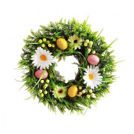 Versatile Holiday Wreath: Rattan, Artificial Sunflower, Egg Ornaments (Easter & Christmas Decor) LF1030 Free Size / Green 2ea