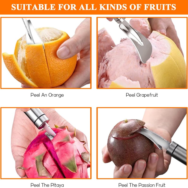 Orange Citrus Peelers 2PCS Upgraded - Stainless Steel Slicer Cutter