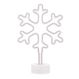 OSALADI Neon Night Lights Plastic LED Snowflake Shaped Night Lamp with Base Desktop Ornaments Props for Christmas Home Table Party Decor (Without Battery White)