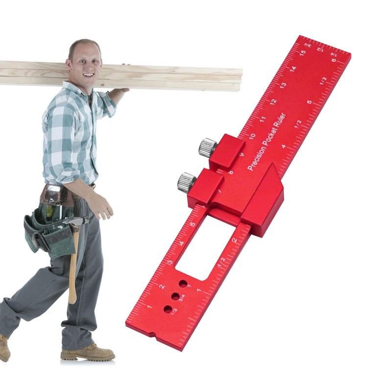 Metric Ruler - Pocket Metal Slide Stop Marking Ruler |
