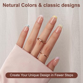 Medium Square French Tip Press on Nails SXVME Gel X French Tip Nails French Tips Gel X Nails Pre-applied Tip Primer Natural Skin Tones Fake Nails for Women Nails DIY 150Pcs Soft Gel Nail Tips