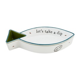 Mud Pie Lake Fish Chip and Dip, 7 1/2" x 13 3/4", WHITE