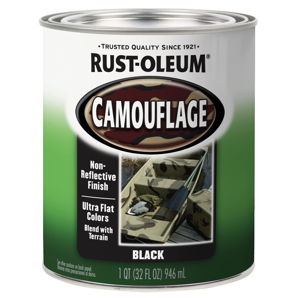 Rust-Oleum 379558 Specialty Camouflage Paint, Quart, Flat Black 32 Fl Oz (Pack of 1)