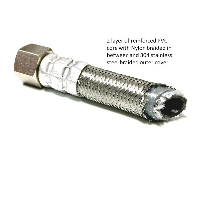 Shark Industrial 6 FT Stainless Steel Braided Ice Maker Hose