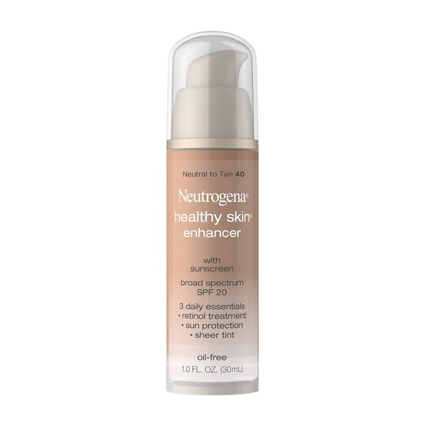 Neutrogena Healthy Skin Enhancer Sheer Face Tint with Retinol & Broad Spectrum SPF 20 Sunscreen for Younger Looking Skin, 3-in-1 Daily Enhancer, Non-Comedogenic, Neutral to Tan 40, 1 fl. oz