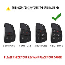 HEJMIN Metal Key Fob Cover with Keychain 6 Buttons Key shell Compatible with 2021-2025 GMC Yukon Suburban Chevy Tahoe Protector Holder Accessories