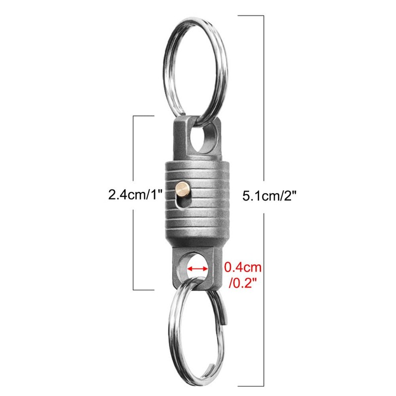DONGKER Titanium Double-Sided Key Holder, Removable Key Ring, Rotatable Titanium