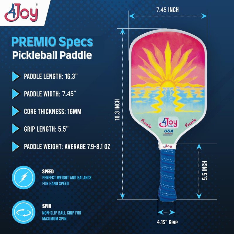4Joy Premio Lightweight Pickleball Paddle Sunset