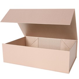 Aimyoo Gold Collapsible Gift Box with Magnetic Closure Lids 13.8x9x4.3 in, Large Bridesmaid Groomsman Proposal Boxes, Rectangle Present Box for Graduation Birthday Storage 1 Pack