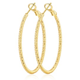 OOOPEL 2mm Gold Hoops Earrings for Women 14k Real Gold Plated Hoop Earrings for Women Hypoallergenic Lightweight Big Hoop Earring Boucle Doreille Femme en Or