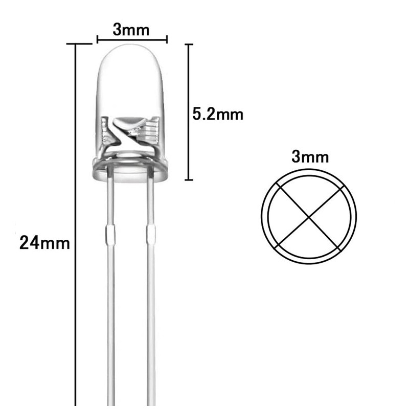 100 x White 3mm Ultra Bright LEDs Clear LED Bulb
