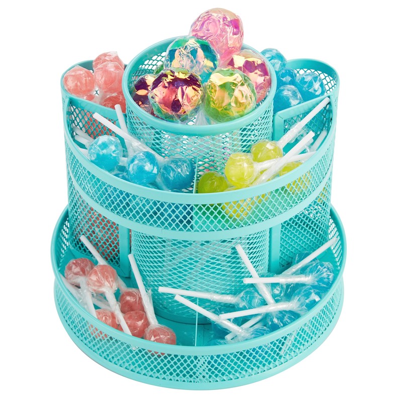 Annova Mesh Desk Organizer Rotate with 5 Compartments Round Spinning