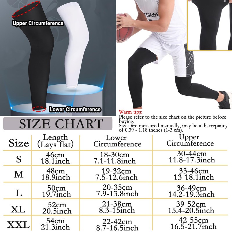 smilixin 2 Pairs Leg Sleeves,Full Leg Compression Sleeve for Men