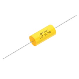 PATIKIL 1.5uF 250 V Frequency Divider Capacitor, 1 Pcs Axial Audio Speaker Crossover Step-Less Film Capacitor MKP Capacitor for Audio Equipment Appliances, Yellow