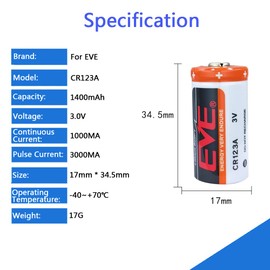 STEPMAX 4 Pack EVE CR123A 3V Lithium Battery 1400mAh for Cameras Flashlight Alarm Smart Sensors (Non-Rechargeable) (4 Count)