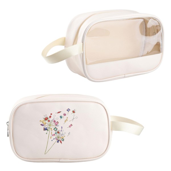 PYOUL Kosmetiktasche für Nähliebhaber, Löwenzahn, transparent, Make-up-Tasche, Blumensteppung, Reisegeschenk, Schneider-Mutter,