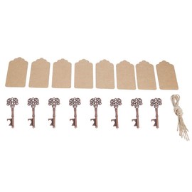 12 Pcs Vintage Style Antique Copper Key Shape Bottle Opener for Wedding Birthday Party Gifts Key Shape Bottle Opener with Escort Card and Twine