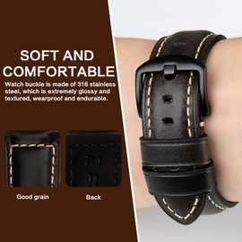 REZERO Watch Band, Vintage Oil Wax Leather Watch Straps 18mm 19mm 20mm 21mm 22mm 23mm 24mm 26mm Watch Belt for Men Women