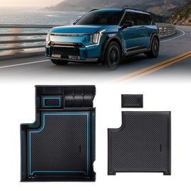 FIILINES Center Console Organizer Compatible with Kia ev9 2024 Armrest Storage Box ABS Insert Container 2024 ev9 Accessories