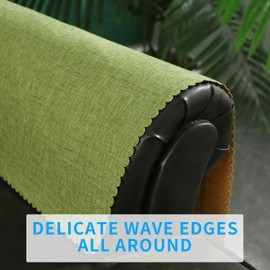 Hittun Sofa Arm Cover,Non Slip Couch Arm Cover Washable Recliner Chair Armrest Covers Protectors Set of 2 Wavy Border Armrest Covers for Sofa (18" x24", Green)