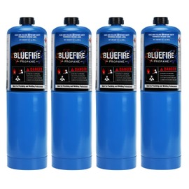 Pack of 4 BLUEFIRE Standard Propane Gas Cylinder/Canister,Propane Cylinder Propane Tank Small Propane Tanks,for Soldering, Brazing,Cooking Grilling Gardening and Camping