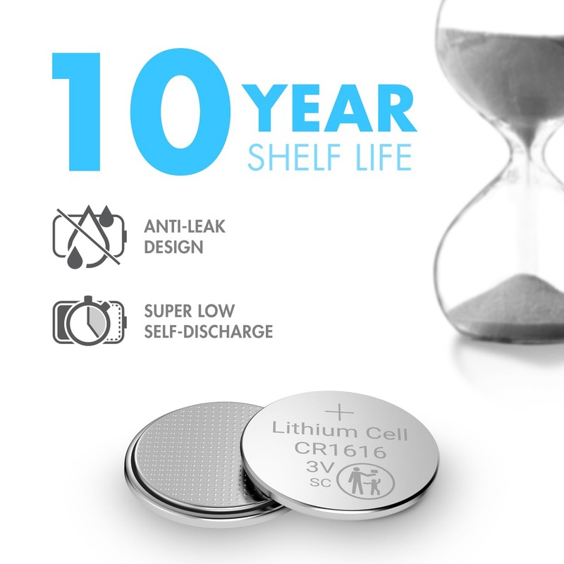 Tenergy CR1616 3V Lithium Cell Battery, for Keys, Handheld Game