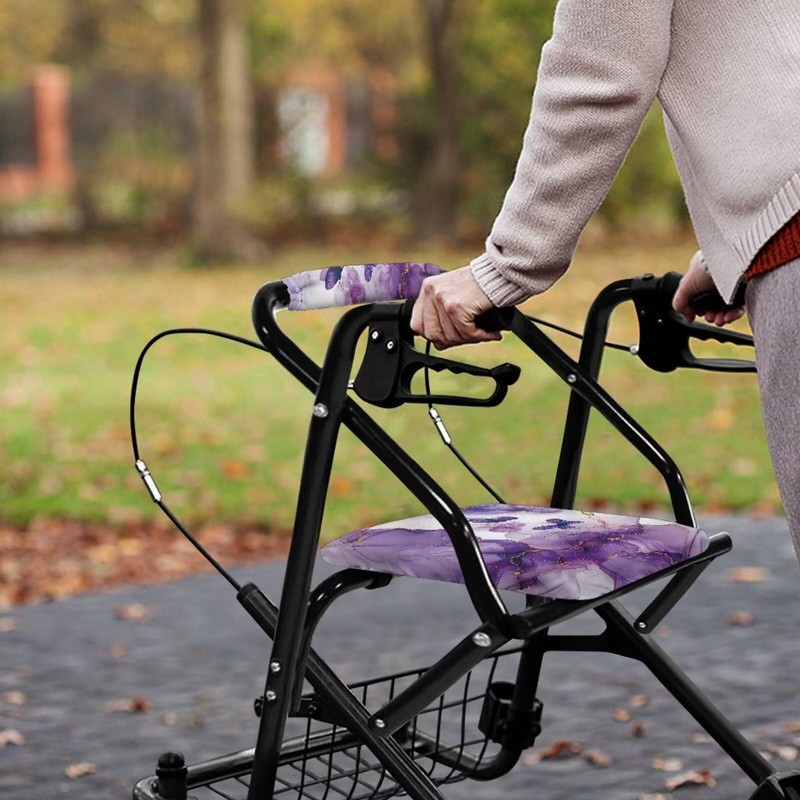 Luarisgur Purple Marble Rollator Walker Accessories Butterfly Pattern Walker Seat
