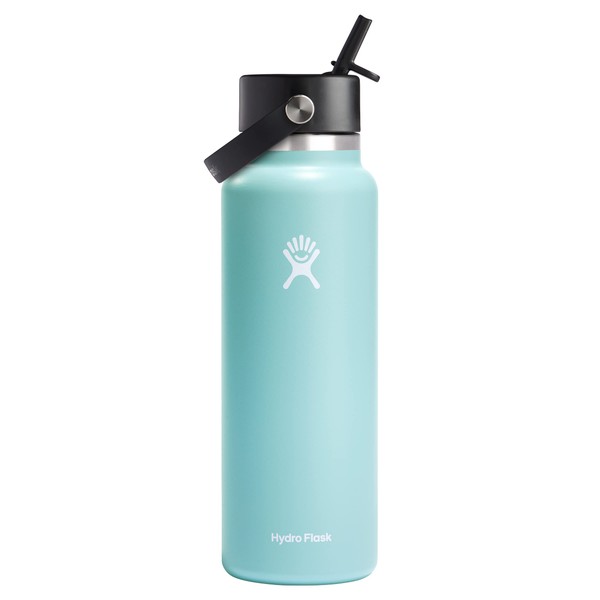 Hydro Flask 40 oz Wide Mouth with Flex Straw Cap Stainless Steel Reusable Water Bottle Dew - Vacuum Insulated, Dishwasher Safe, BPA-Free, Non-Toxic