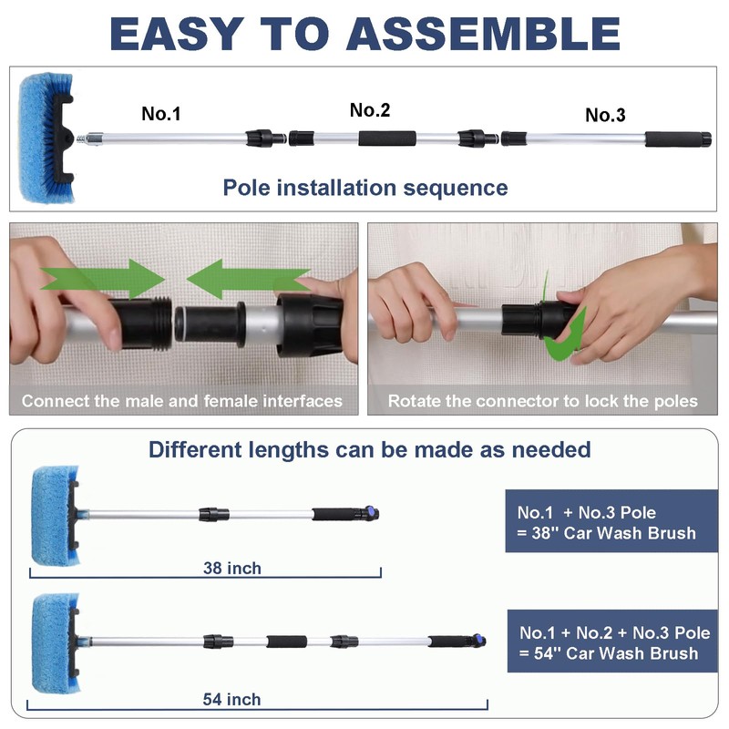 NAVAPAL Car Wash Brush with Long Handle for Car Truck