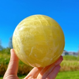 Hight Quality Natural Large Size Healing Crystal Quartz Sphere Citrine Ball Sphere for Home DecorationColor: Citrine sphere, Size: 7.5-8cm