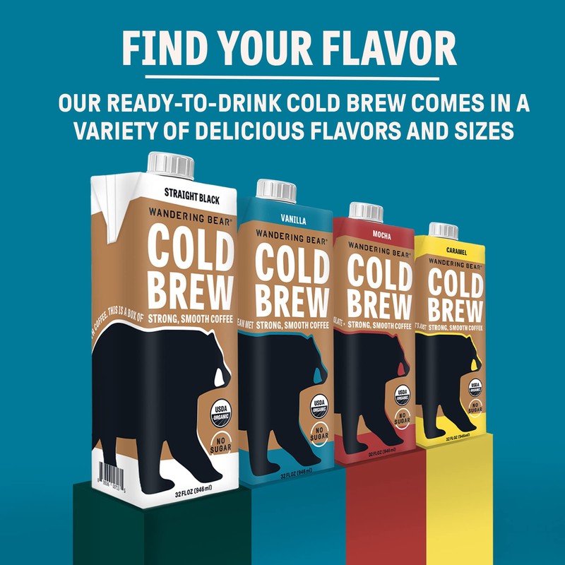Wandering Bear Organic Vanilla Cold Brew Coffee, 32 fl oz,