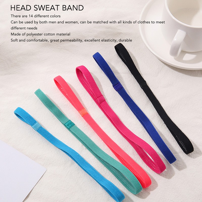 14PCS Workout Headband Polyester Cotton Non Slip Breathable Head Sweat