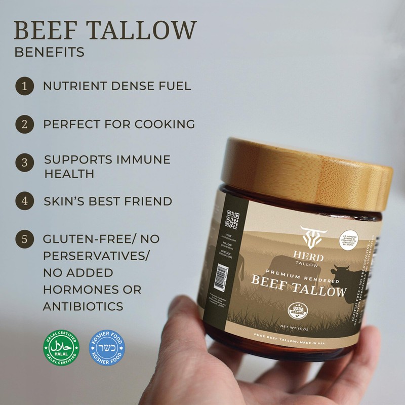 Beef Tallow For Cooking - Pure Beef Tallow 14 Ounces