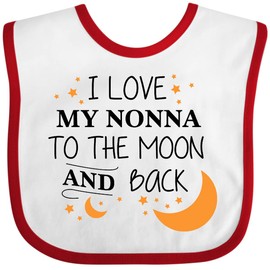 inktastic I Love My Nonna To the Moon and Back Baby Bib White and Red 2967d