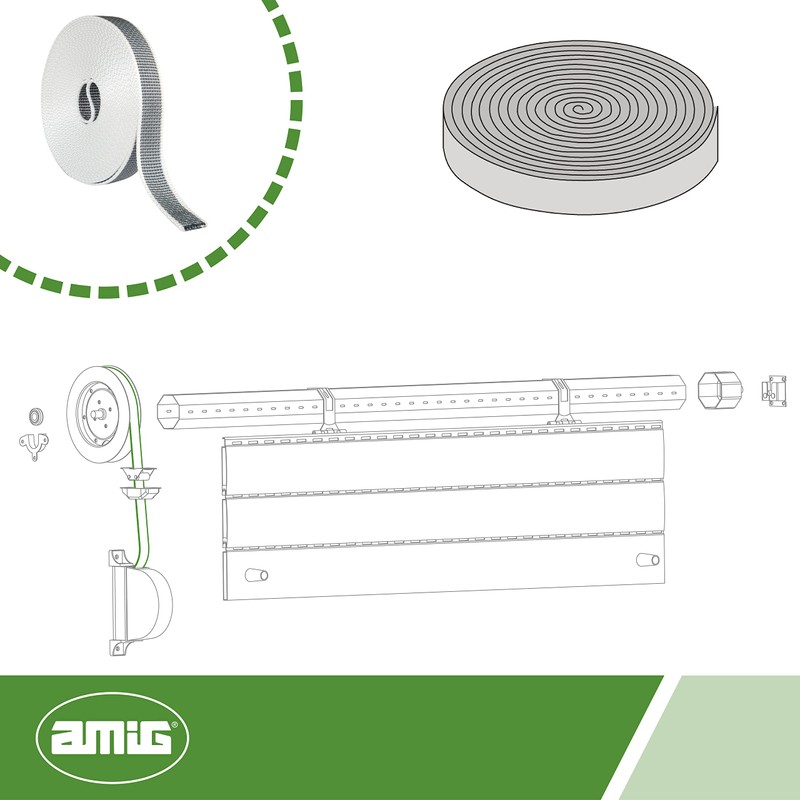 Amig Roller Shutter Strap 22 Grey White Display