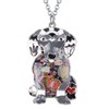 DUOWEI Cute Labrador Dog Pendant Necklace Zinc Alloy Floral Enamel