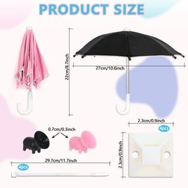 2Pcs Cell Phone Umbrella, Anti-Glare Coolness Phone Umbrella, UV Sun Protection Phone Umbrella, Mini Sun Shade Phone Umbrella with Piggy Suction Cup, Cute Phone Umbrella for Photograph Bicycles Moto