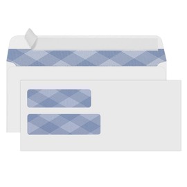 500#10 Double Window Security Envelopes, PANDRI NO.10 Self-Seal Window Envelopes Designed for QuickBooks Invoices, Business Statements & Documents - Number 10 Size 4 1/8 Inch X 9 1/2 Inch - 24 LB