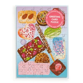 Galison Sweets for The Sweet – Delicious Dessert and Candy Greeting and Jigsaw Puzzle Card Includes Color Coordinated Envelope and Sticker Seal