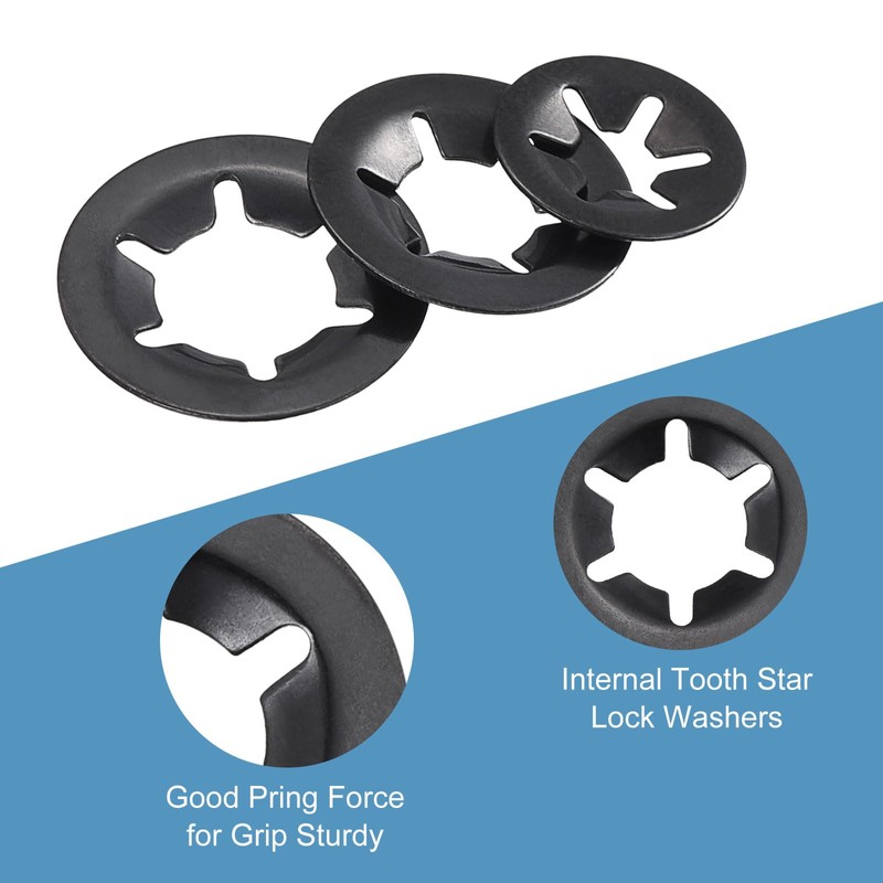 sourcing map 180Pcs Internal Tooth Washers Assortment Kit, 65Mn Tooth