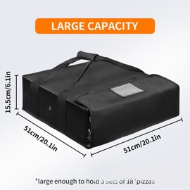 Insulated Pizza Delivery Bag,Pizza Warmer Bags, Insulated Food Delivery Bag, Premium Large 20 X 20 X 6 Inch Takeway Bags Suitable For Cold and Hot Food,Pizza,Home Delivery
