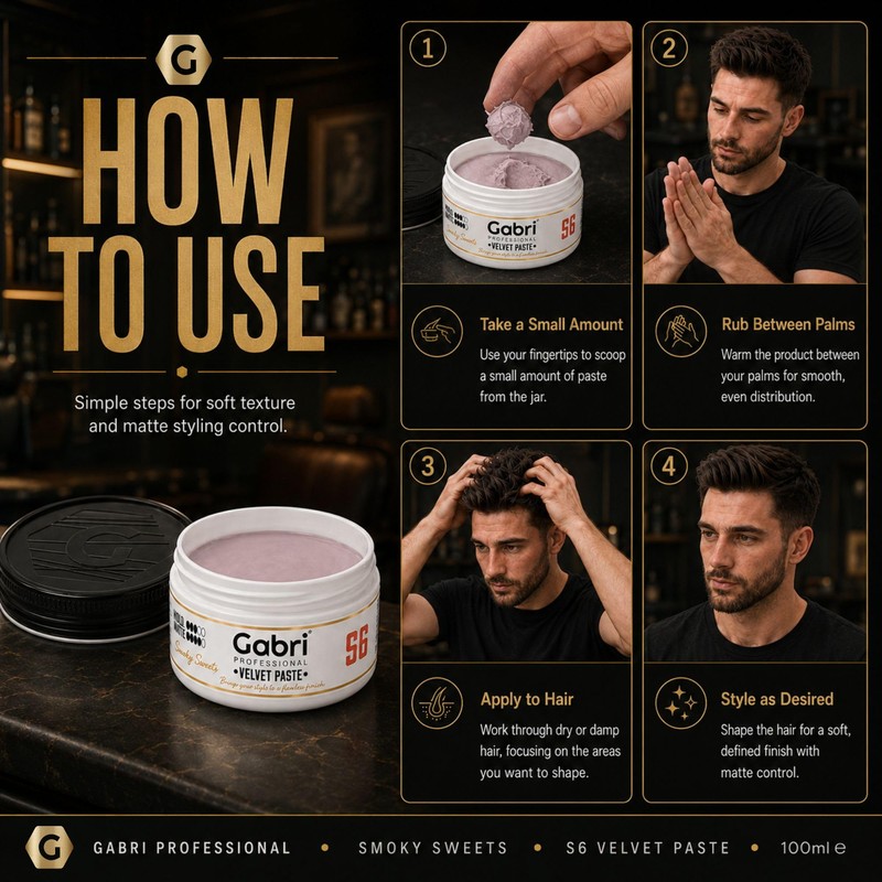 Gabri Matte Clay Velvet Paste S6 100ml, Flexible Hold, Hair
