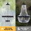 Hanging Solar Lantern Outdoor, 28” Modern Clear Crystal Acrylic Chandelier