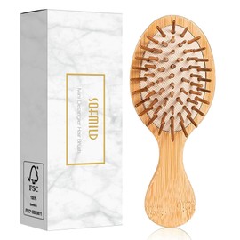 Sofmild Mini Travel Bamboo Hair Brush for Women/Men/Kids - Anti-Static Small Detangling Brush Glide Through Tangles with Ease