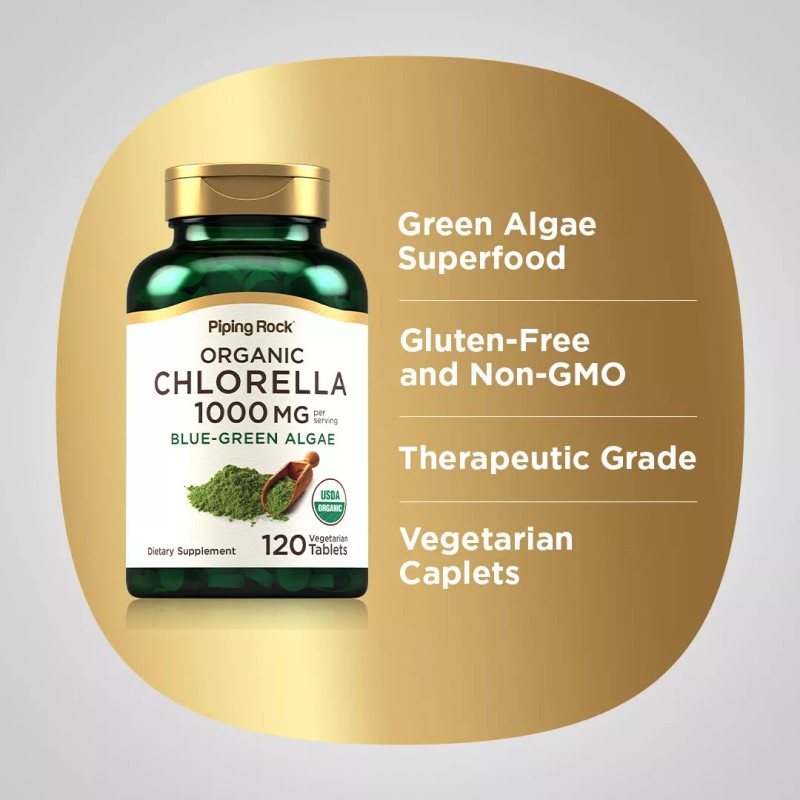 Piping Rock Organic Chlorella Tablets | 120 Count | 1000