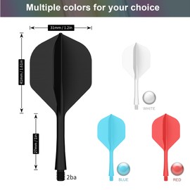 CyeeLife Integrated Dart Flights and Shafts - 3 Pack | 2BA Thread | Professional All-in-One Molded Dart Accessories - Black